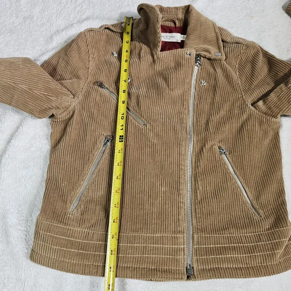 RAG & BONE Mercer Corduroy Moto Camel Cropped Jacket Womens Medium. - Picture 15 of 15